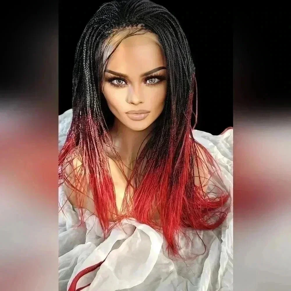 Yassine Red/Black Ombre Braided Wig | 100% Handmade Micro Millions Lace NWT